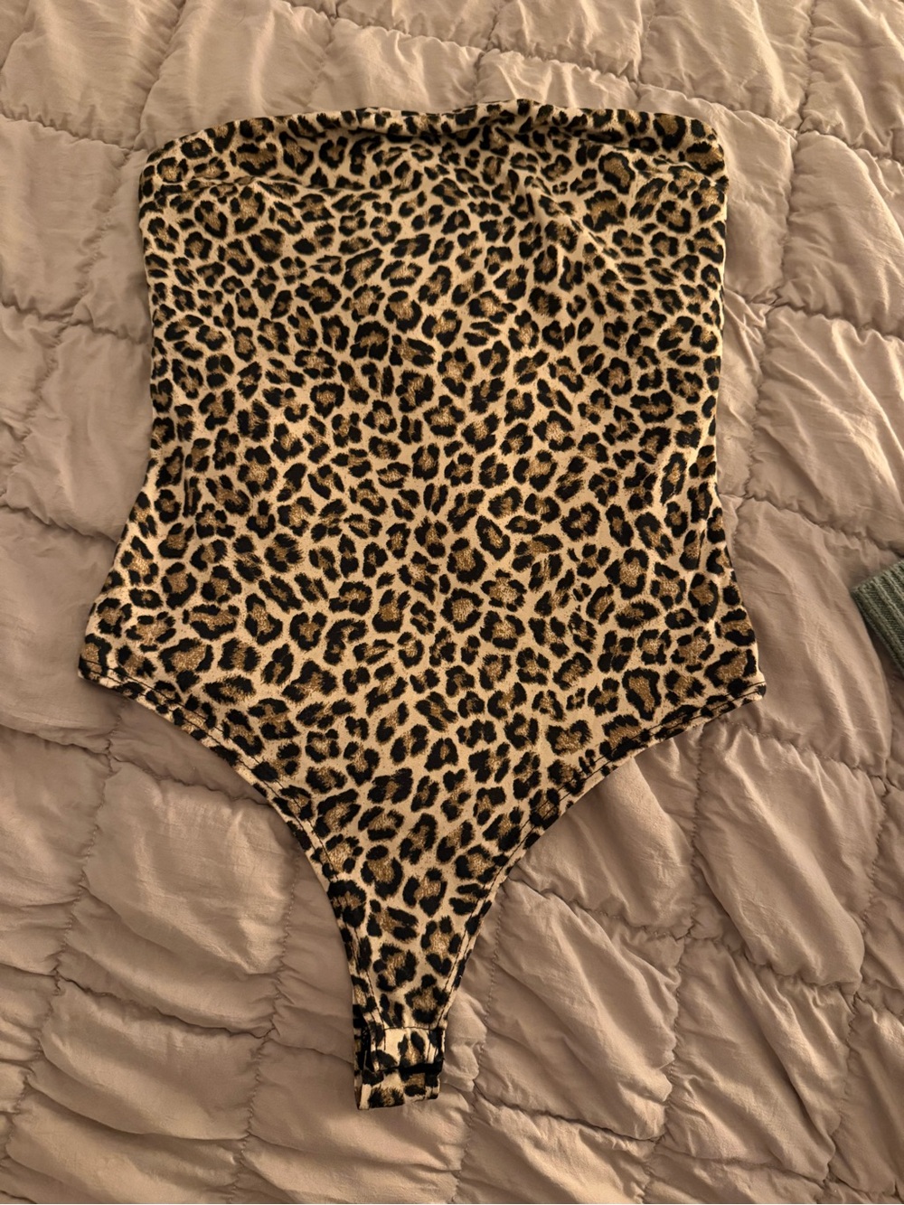 Strapless Leopard Print Bodysuit - Brown/Black